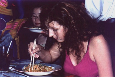 Anya sucking down some Ziggy pasta